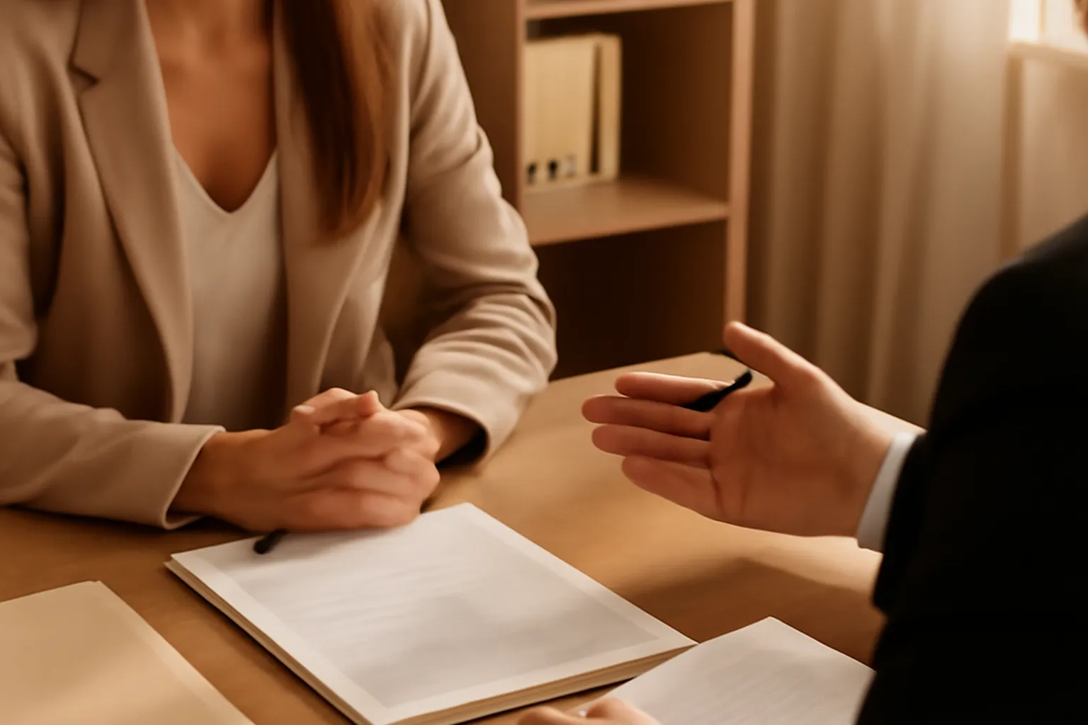 Entretien professionnel dans un bureau d’agence matrimoniale