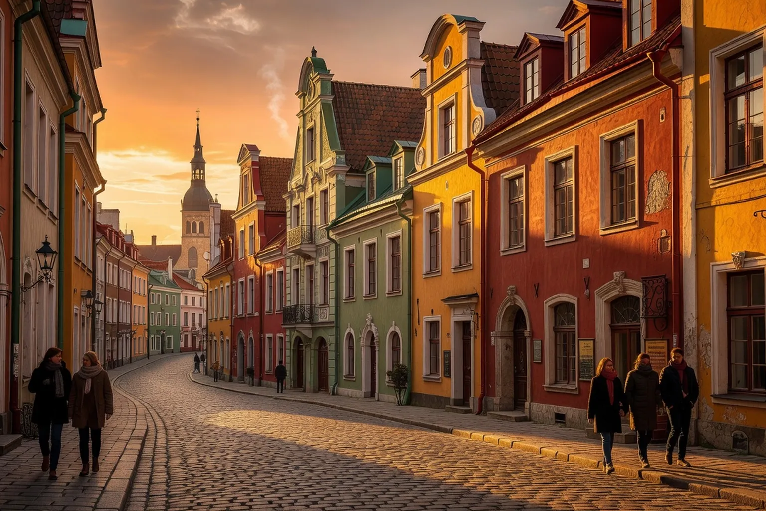 Vieille ville de Riga au coucher du soleil