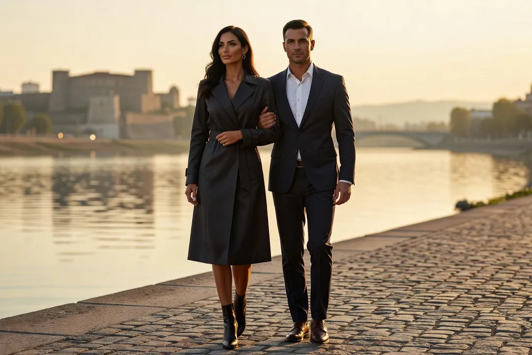 Couple international discutant lors d’une rencontre en Serbie