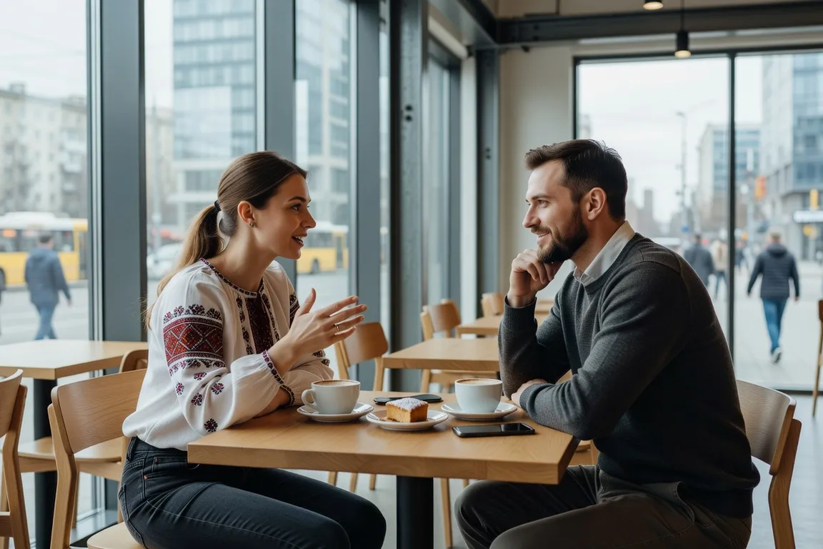 Femme ukrainienne dans un café de Kiev