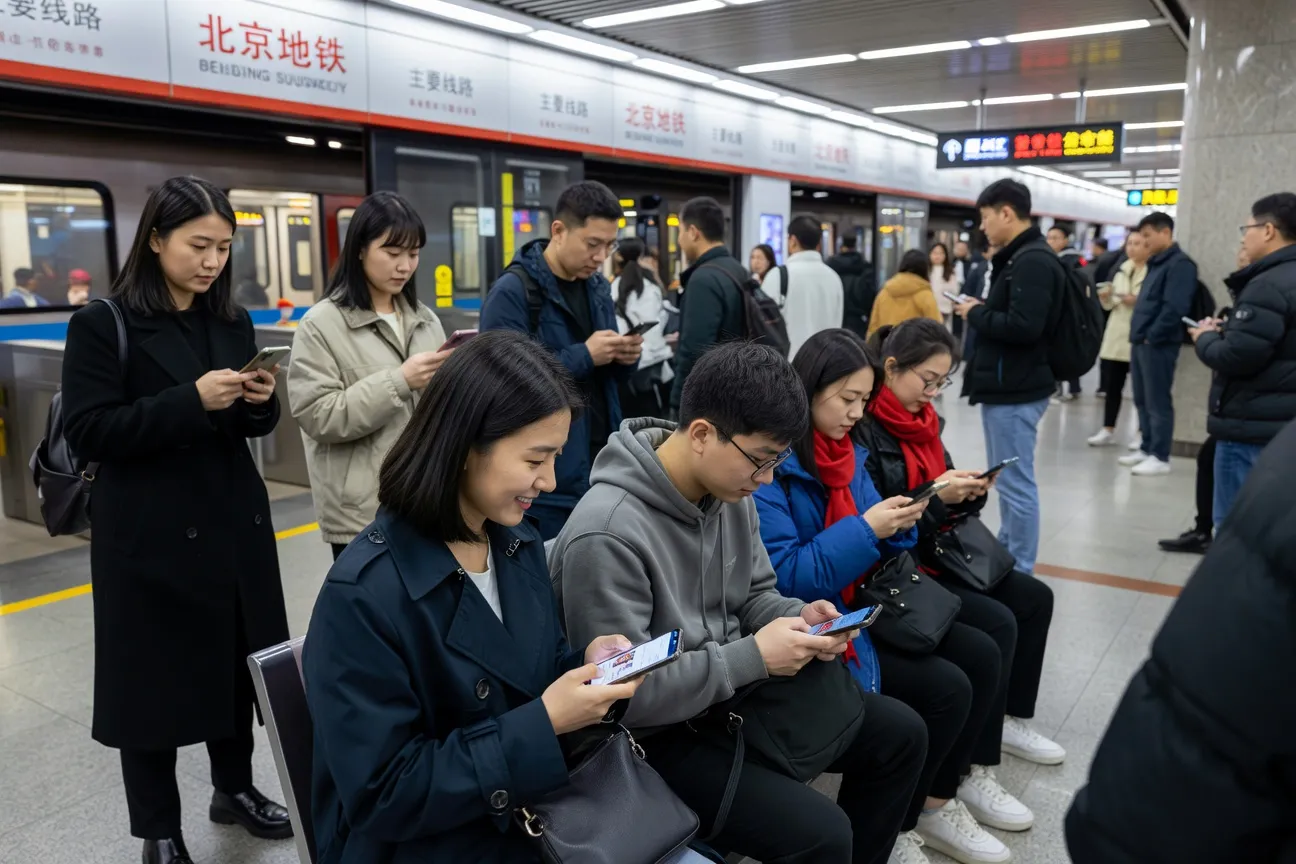 Profils d'applications de rencontre chinoises affichés sur smartphone à Shanghai