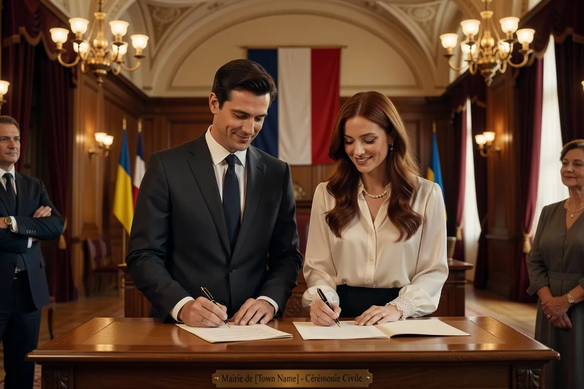 Couple international devant une préfecture française