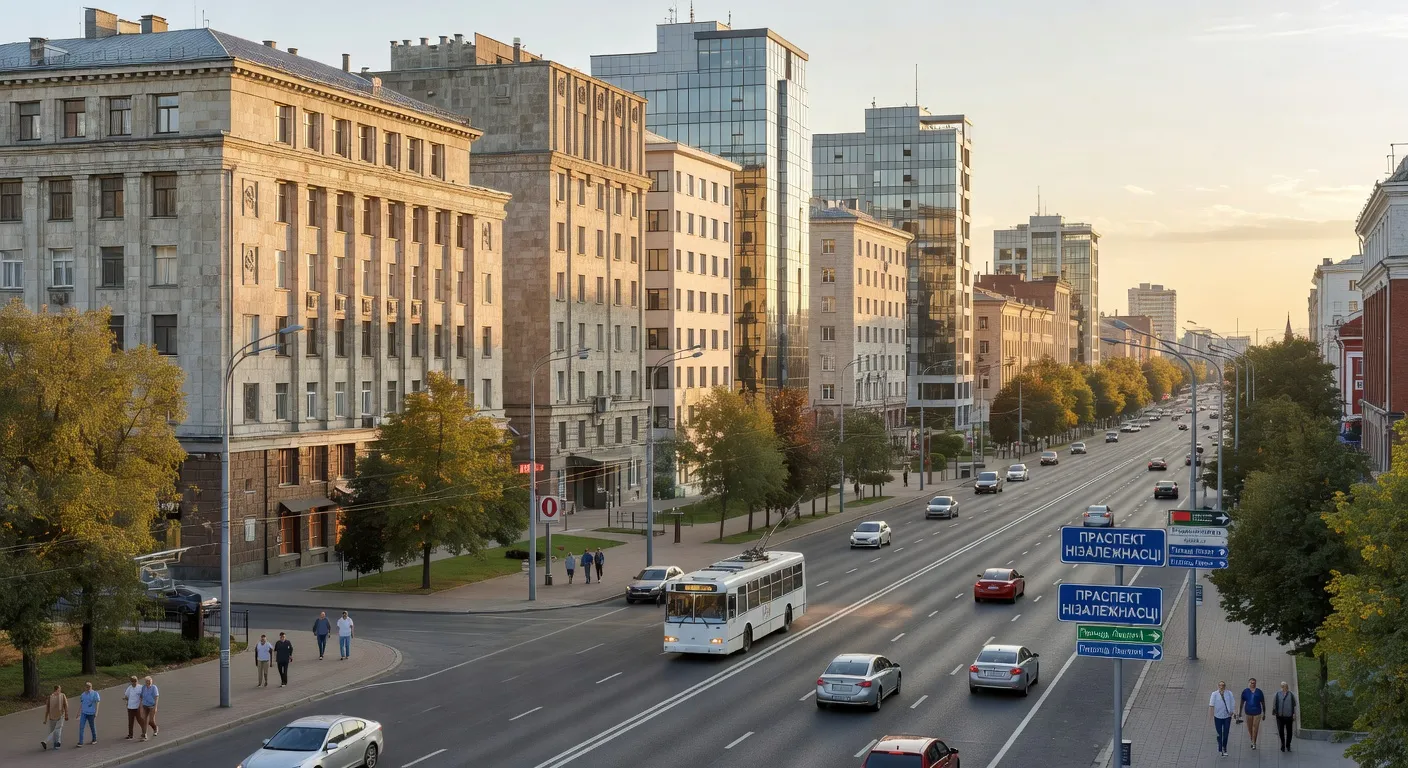 Promenade le long de l'avenue de l'Indépendance à Minsk