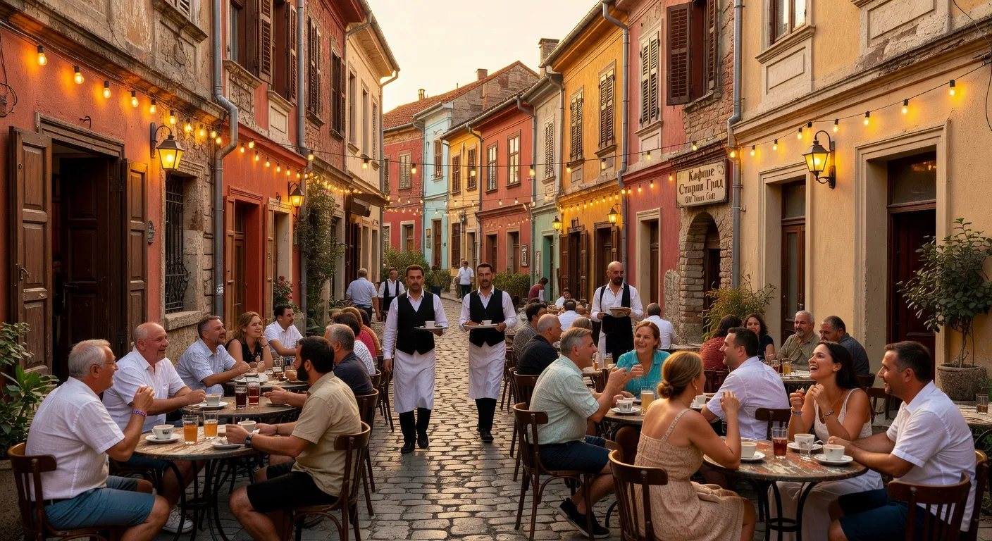 Terrasse animée dans le centre de Plovdiv