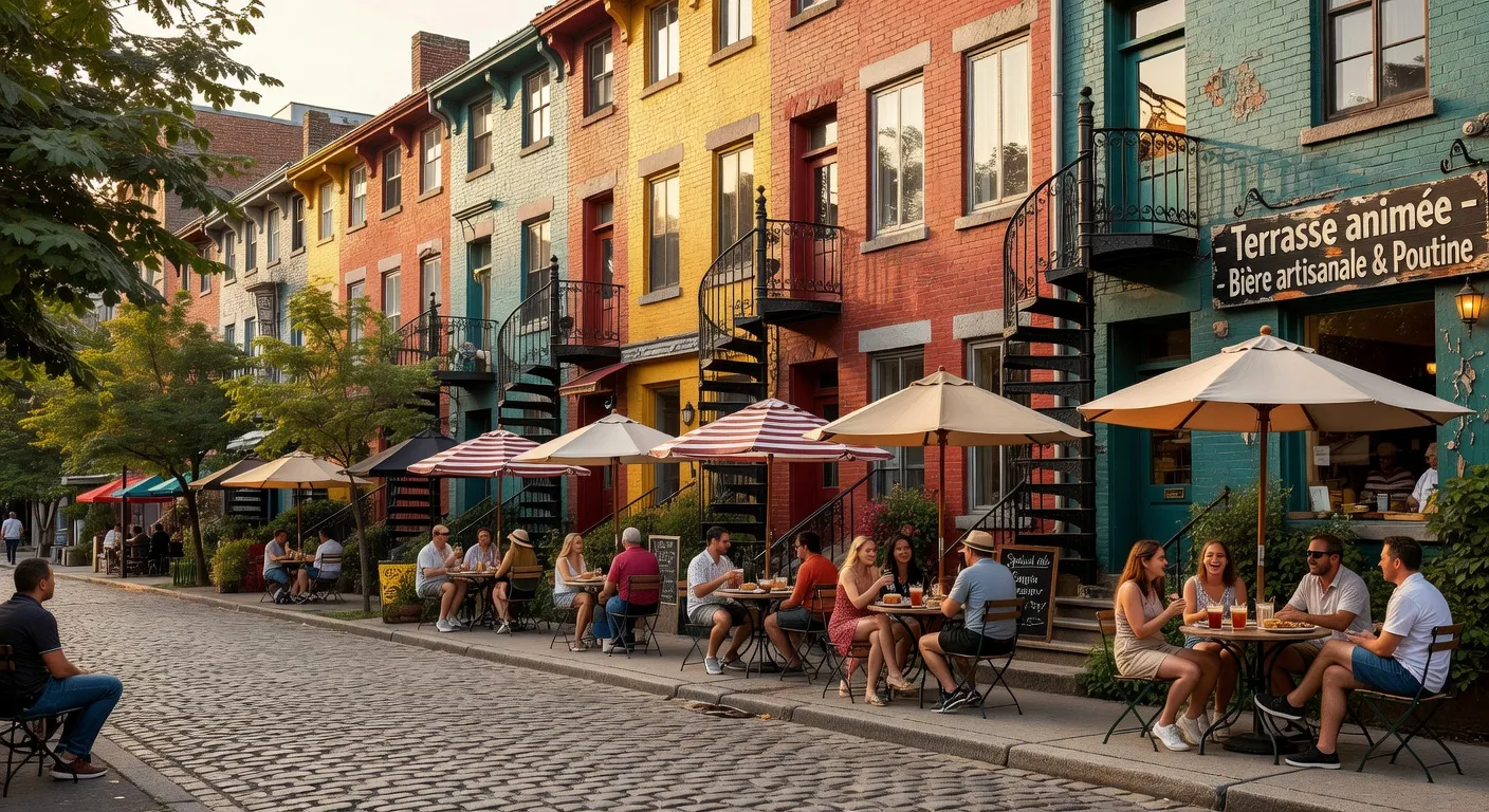Terrasses animées du Plateau-Mont-Royal à Montréal en été