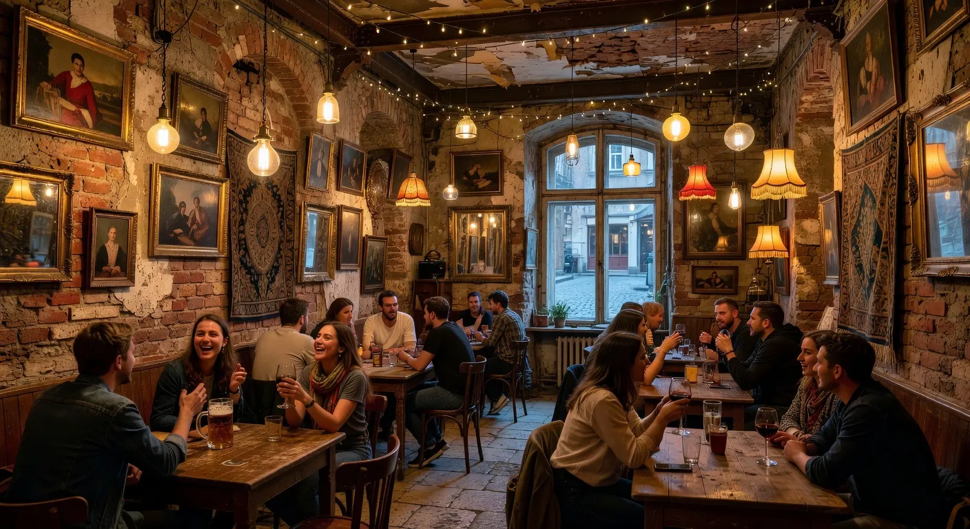 Soirée dans un ruin bar du quartier juif de Budapest