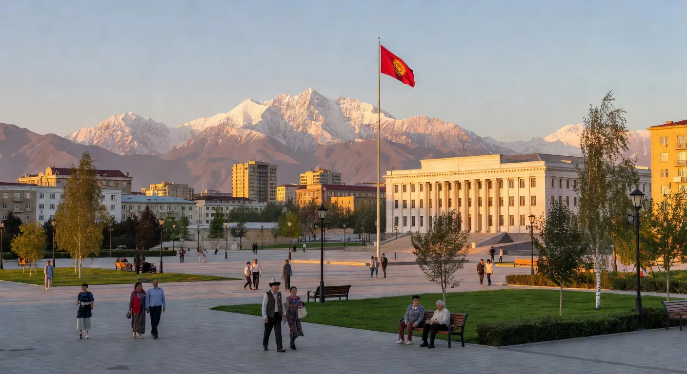 Vue de Bichkek avec les montagnes du Tian Shan en arrière-plan