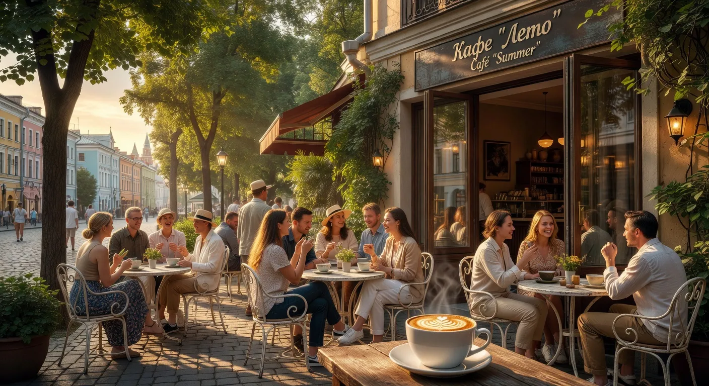 Terrasse de café à Moscou en été