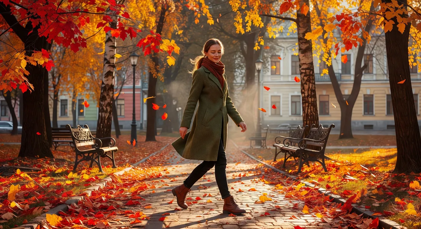 Femme slave dans un parc de Minsk en automne