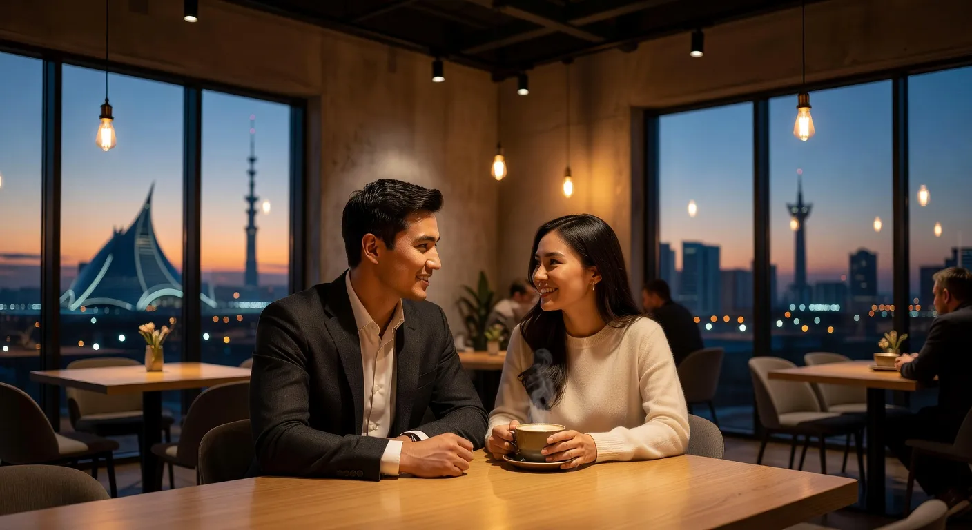 Couple dans un café à Astana