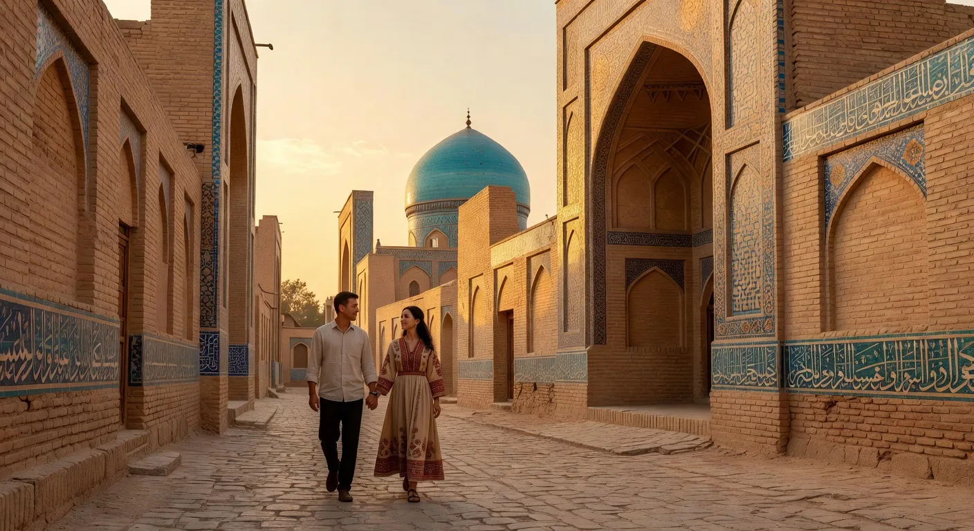 Couple se promenant à Boukhara