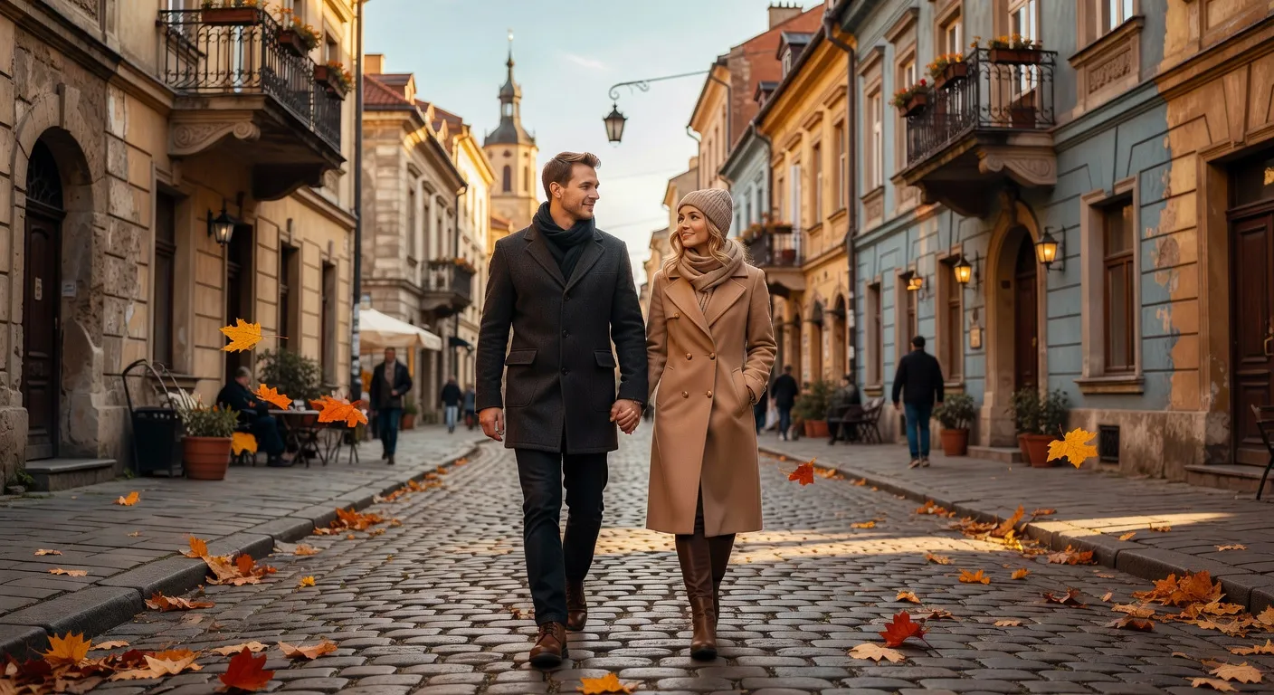 Couple se promenant à Lviv